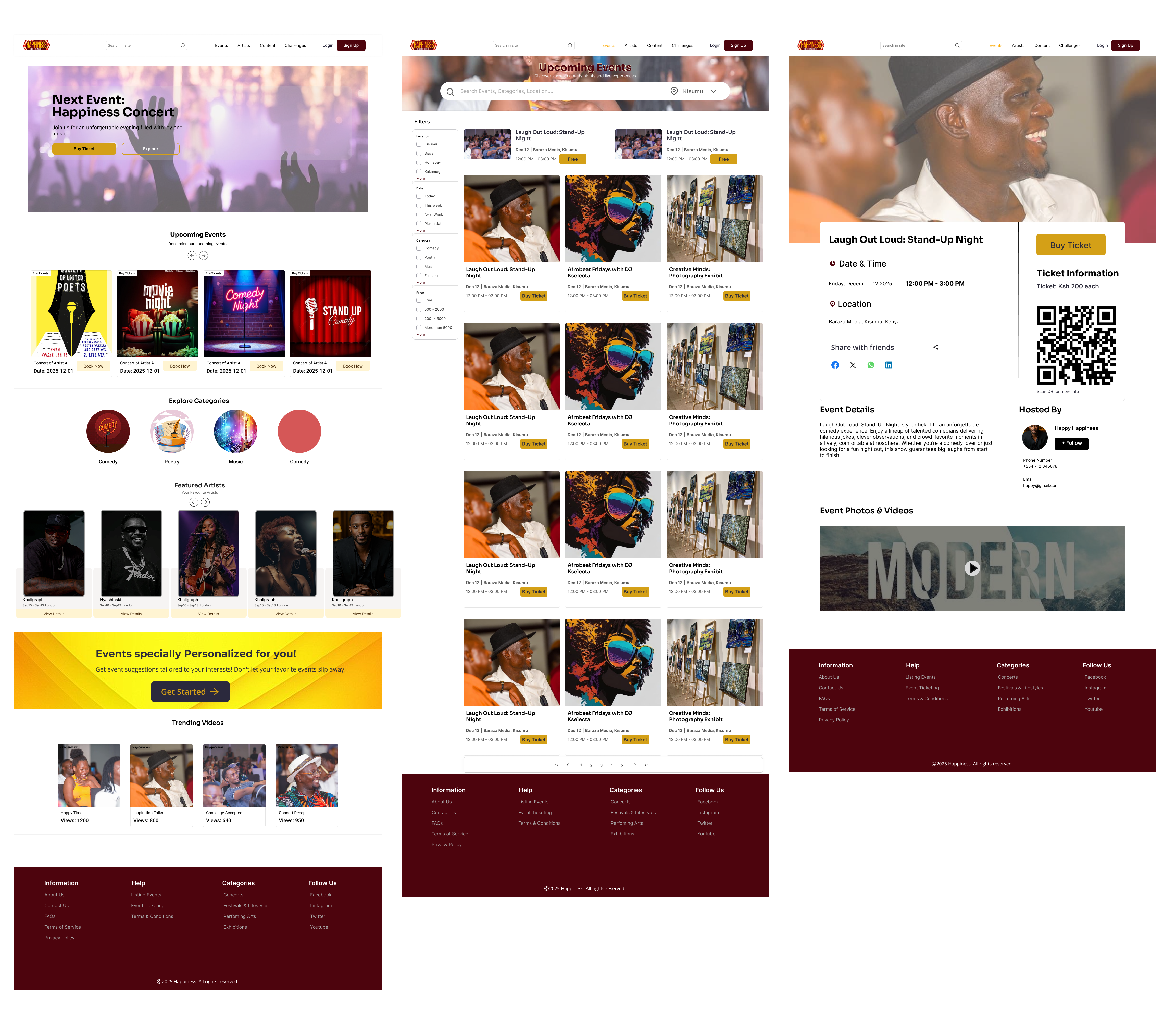 Happiness Events App Design